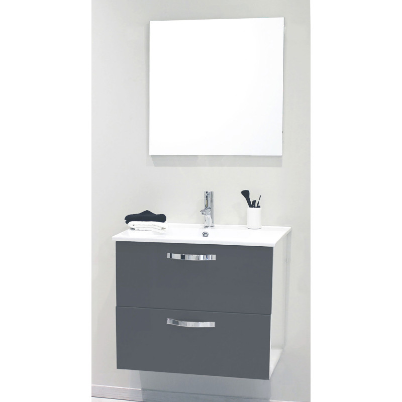 Façade de meuble de salle bain Mixy gris 80 cm 2 pièces