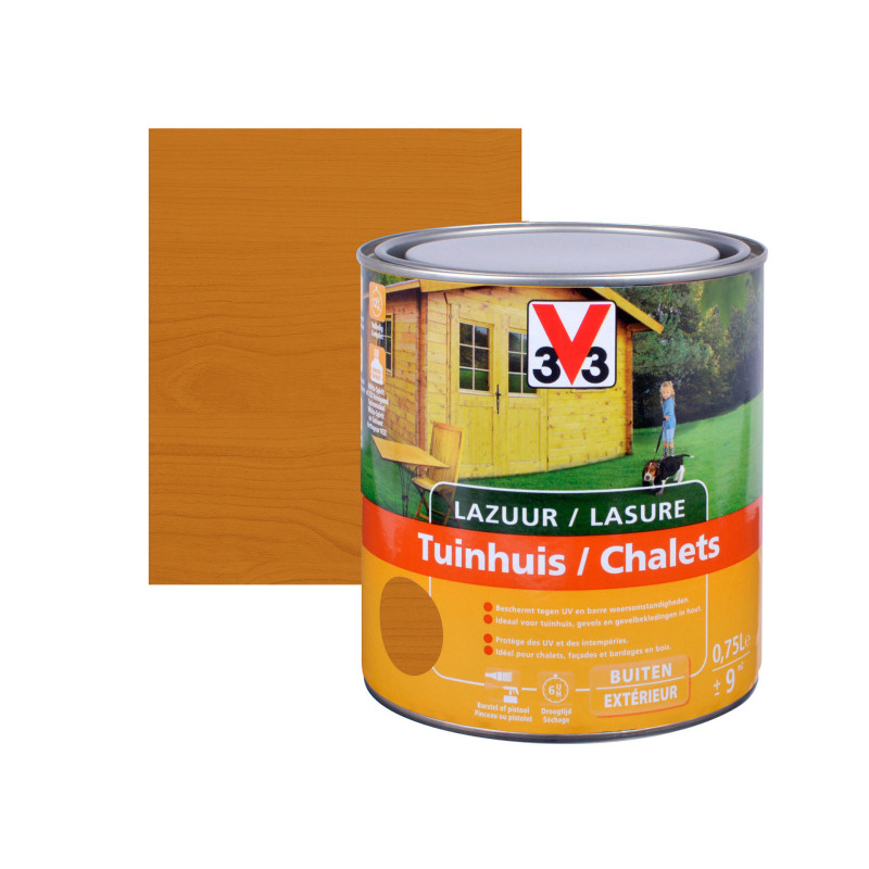 Lasure bois pour chalet satin 0,75 L V33