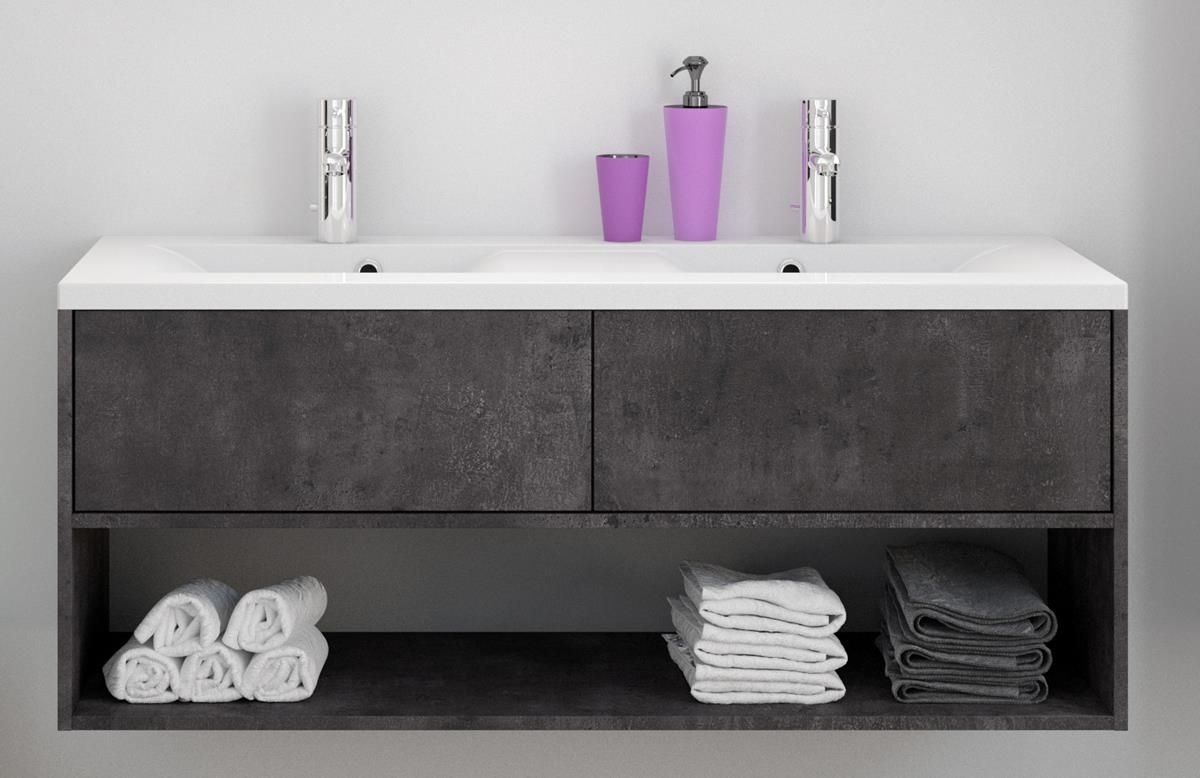 Meuble Sous Plan Marny Beton Fonce 120 Cm 2 Tiroirs Allibert