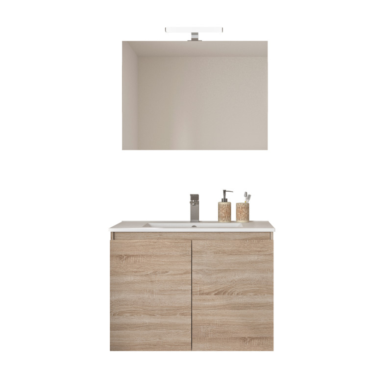 Ensemble de salle de bain Bazil avec portes 80 cm chêne hamilton ALLIBERT