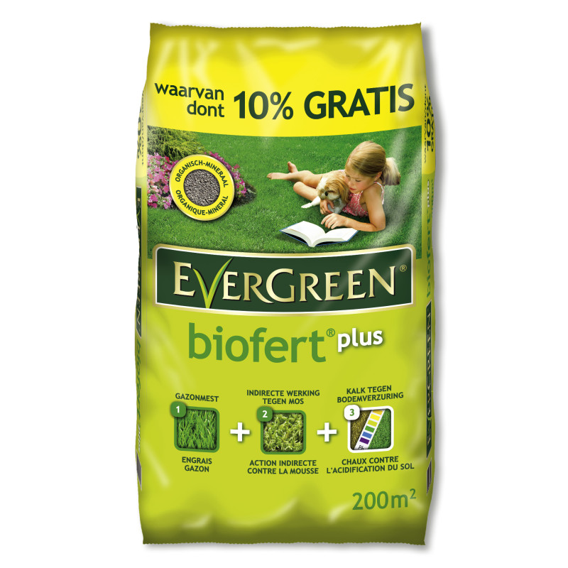 Engrais pour gazon Biofert Plus 200 + 20 m² EVERGREEN