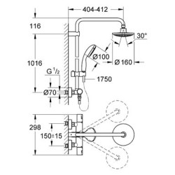 Colonne de douche avec mitigeur thermostatique vitale Start system 160 GROHE