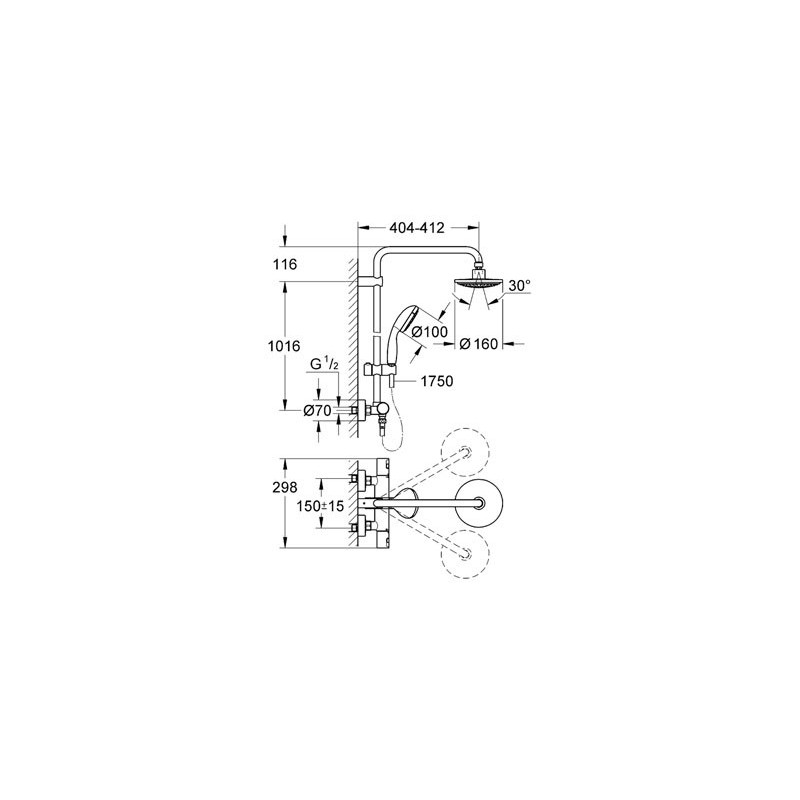 Colonne de douche avec mitigeur thermostatique vitale Start system 160 GROHE