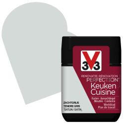 Peinture de rénovation pour cuisine Tendre Gris satin 75 ml V33