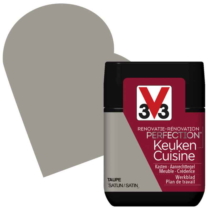 Peinture de rénovation pour cuisine Taupe satin 75 ml V33