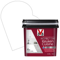 Peinture de rénovation pour cuisine Blanc satin 0,75 L V33