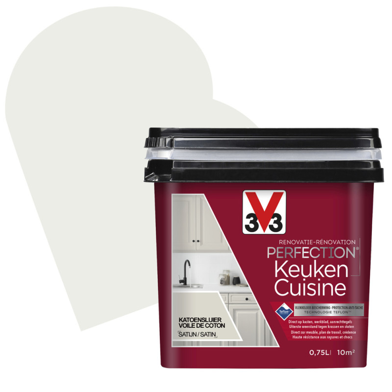 Peinture de rénovation pour cuisine Voile de Coton satin 0,75 L V33