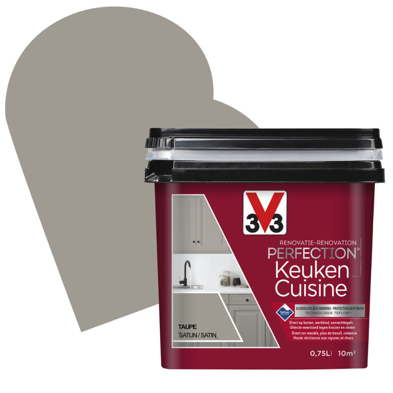 Peinture de rénovation pour cuisine Taupe satin 0,75 L V33