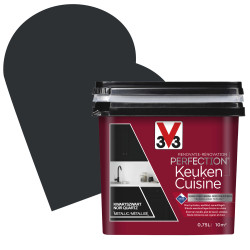 Peinture Rénovation Cuisine Noir Quartz Métallisé 0,75L – Aspect Métallisé | V33