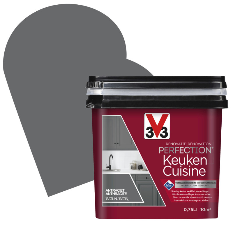 Peinture de rénovation pour cuisine Anthracite satin 0,75 L V33