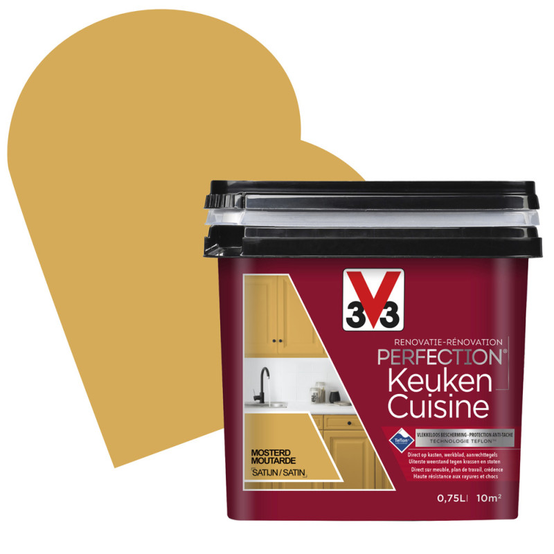 Peinture de rénovation pour cuisine Moutarde satin 0,75 L V33