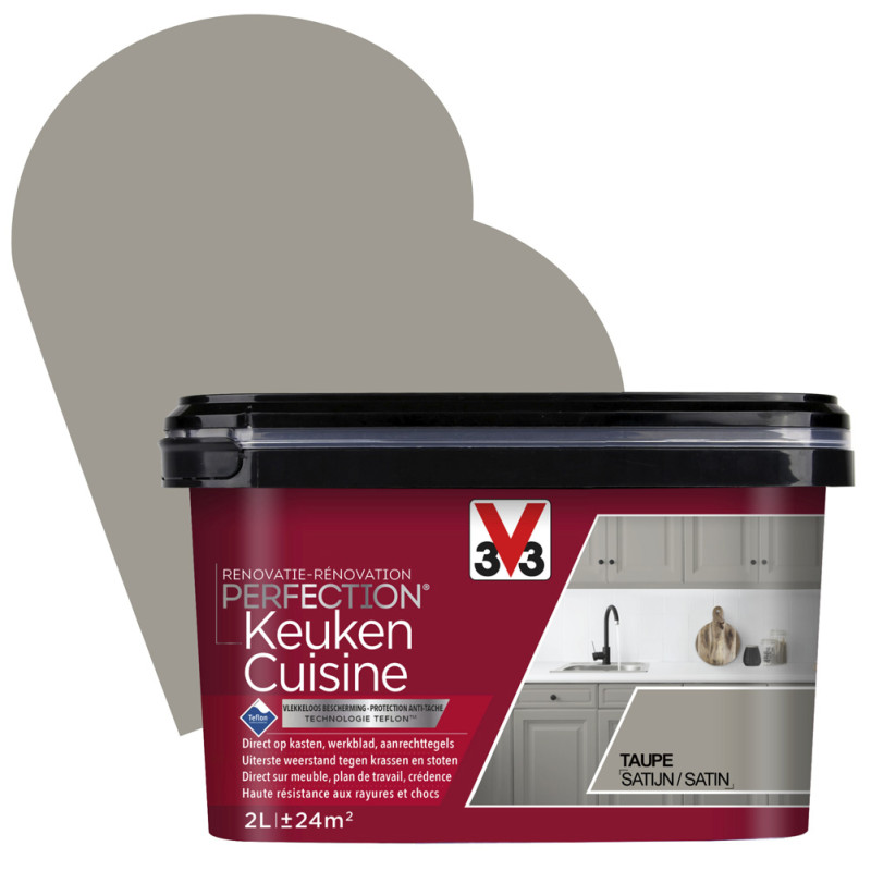 Peinture de rénovation pour cuisine Taupe satin 2 L V33