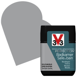 Peinture de rénovation pour salle de bain Gris Dauphin satin 75 ml V33