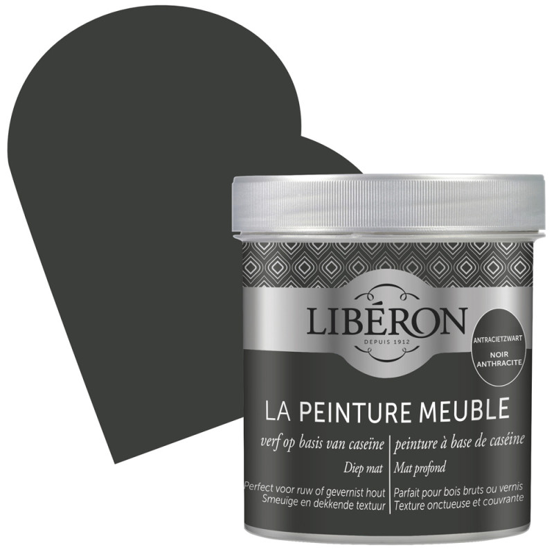 Peinture pour meubles à base de caséine Noir Anthracite 0,5 L LIBERON