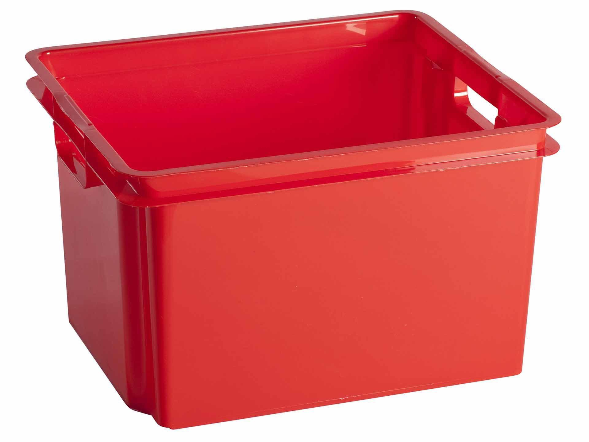 Boîte empilable, boîte de rangement, plastique, rouge, 10 pièces