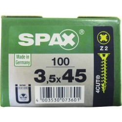 Vis SPAX Jaune 3.5x45mm – Lot 100 pièces | SPAX