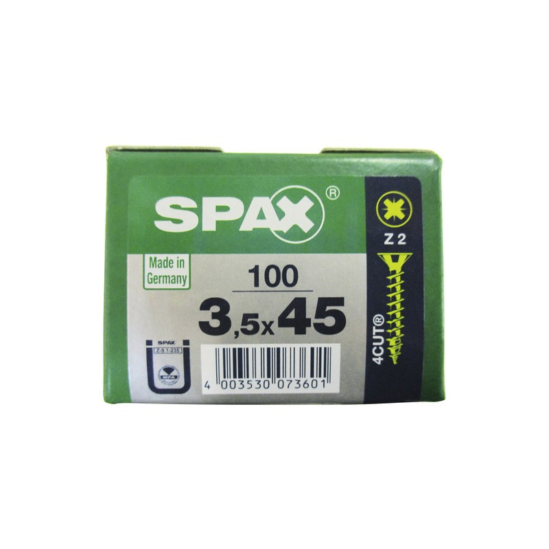 Vis TF Pozi jaune Ø 3,5 x 45 mm 100 pièces SPAX