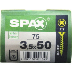 Vis SPAX Jaune 3,5x50mm – Lot de 75 pièces | SPAX