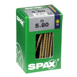 Vis SPAX Jaune 5x80mm – Lot de 50 | SPAX
