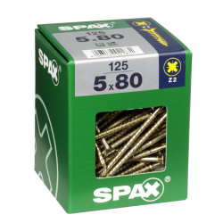 Vis SPAX Pozi jaune 5 × 80 mm – Lot de 125 pièces | SPAX