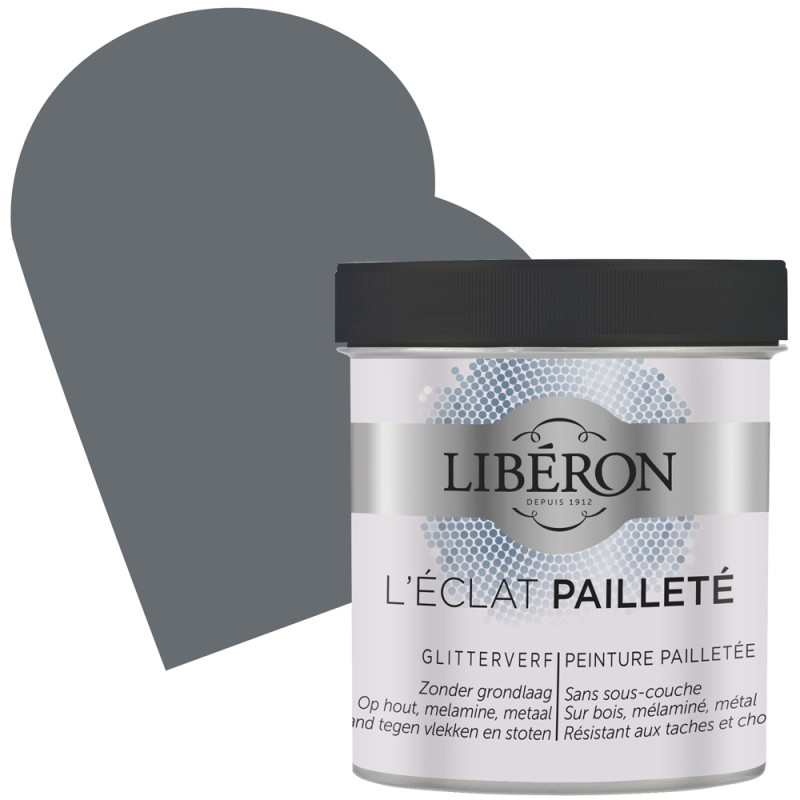 Peinture pour meubles à paillettes Gris Comète mat 0,5 L LIBERON