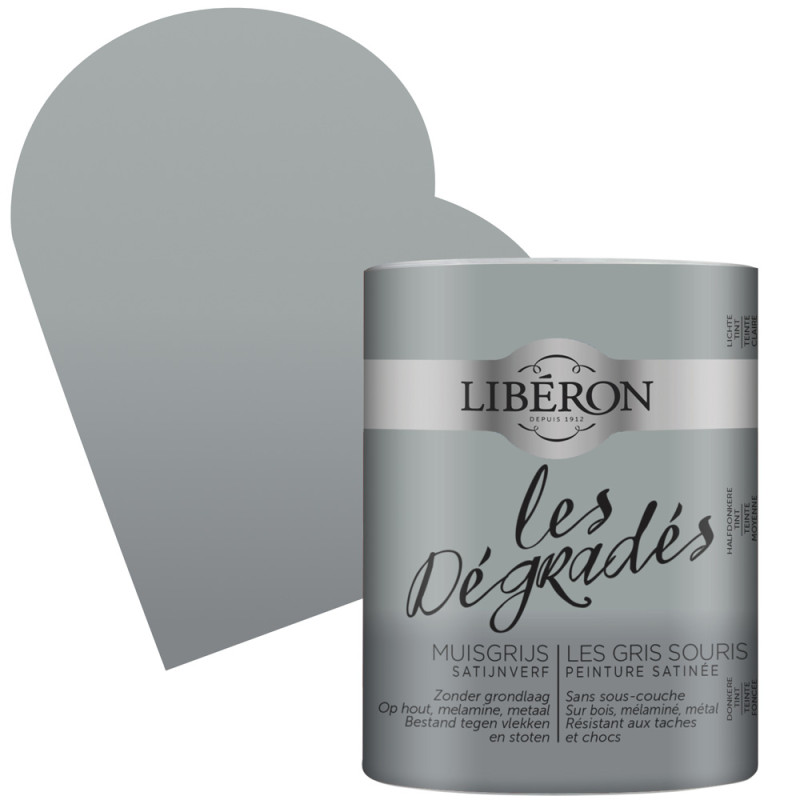 Peinture Les Dégradés Gris Souris satin 0,6 L LIBERON