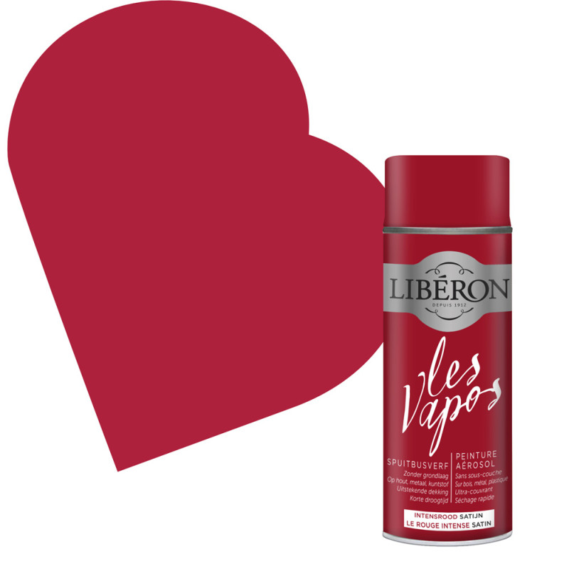 Peinture aérosol Les Vapos Rouge Intense satin 0,4 L LIBERON