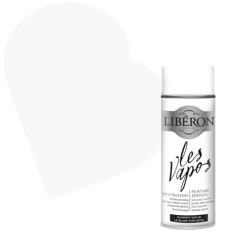 Peinture aérosol Les Vapos Blanc Pur satin 0,4 L LIBERON