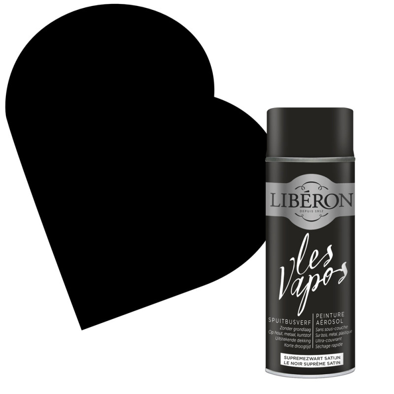 Peinture aérosol Les Vapos Noir Suprême satin 0,4 L LIBERON