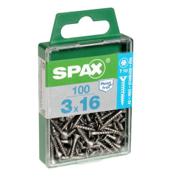 Vis en inox Torx 3 x 16 mm SPAX – Lot de 100 pièces | SPAX