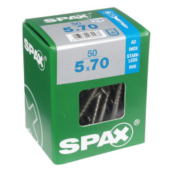 Vis SPAX inox Torx 5 x 70 mm – lot de 50 pièces | SPAX