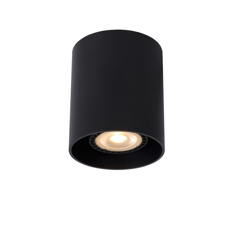 Spot Bodi rond noir dimmable GU10 50 W LUCIDE