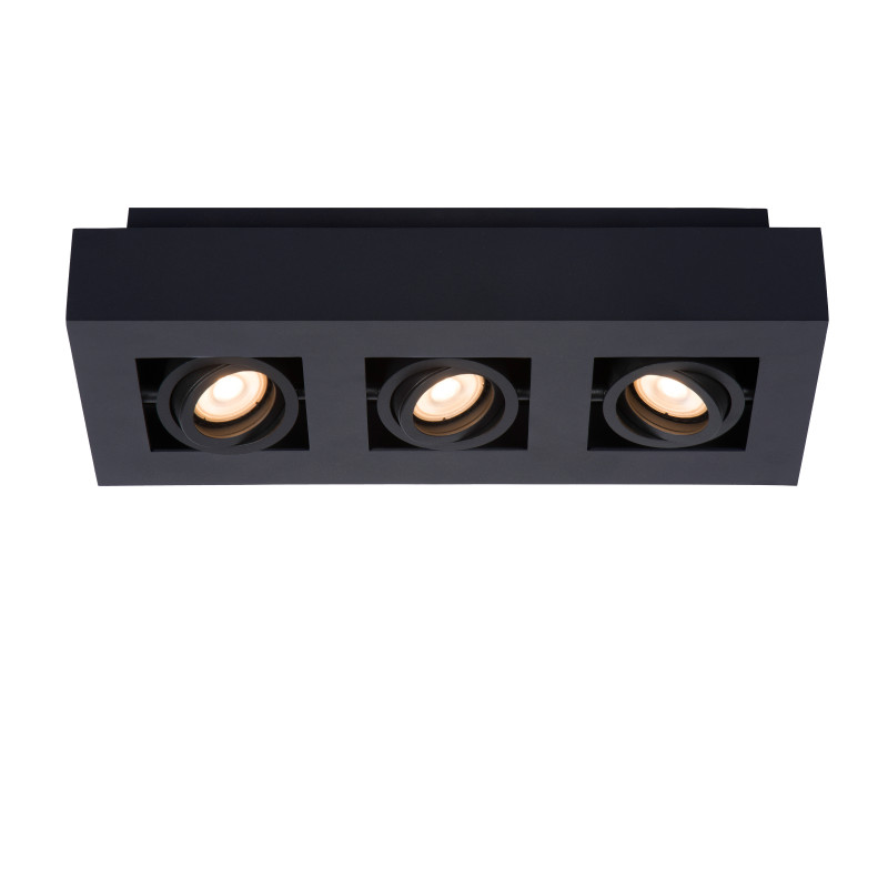 Spot LED Xirax noir dimmable GU10 3 x 5 W LUCIDE