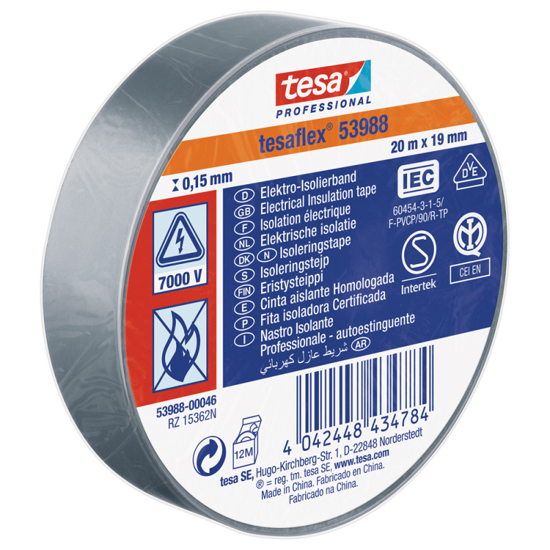Ruban Isolation Électrique TESA Gris 19mm – Sécurité & Durabilité