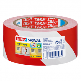 Ruban adhésif de signalisation 66 m x 50 mm rouge et blanc TESA