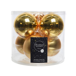 Boules de Noël dorées en verre Ø 8 cm (6 pièces) – Ambiance festive