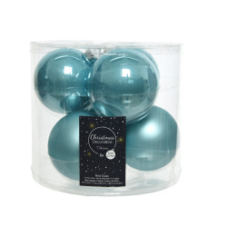 Boule de Noël Verre Bleue Arctique Ø 8cm – Lot de 6 Pièces

