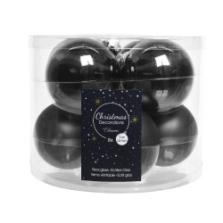 Boules de Noël Verre Noir Ø 7cm (8pcs) – Déco Festive