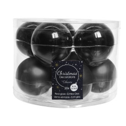 Boules de Noël Noires Verre Ø 6cm (10p) – Déco Festive