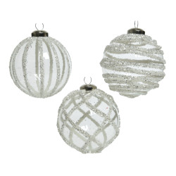 Boule de Noël Blanche Pailletée Ø 8 cm – Scintillez