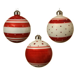 Boule de Noël Rouge à Points Ø 8 cm – Déco Festive