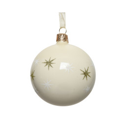 Boule de Noël Verre Blanc Laine Ø 8 cm – Déco Festive

