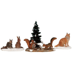 Set de figurines animaux des bois 4 pièces LEMAX – Déco Noël

