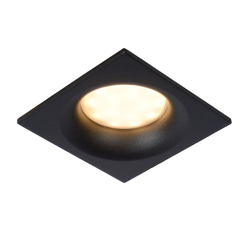 Spot à encastrer pour salle de bain Ziva carré noir dimmable GU10 5 W LUCIDE