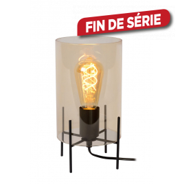 Lampe de table noire et ambrée Steffie E27 40 W LUCIDE