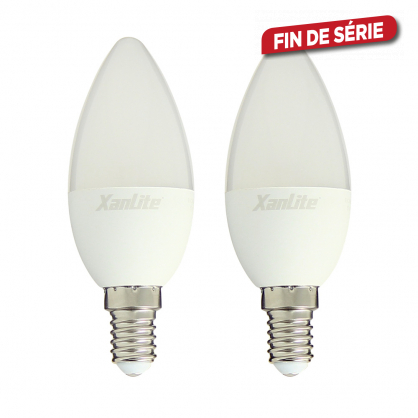 Ampoule LED flamme E14 7 W 806 lm blanc neutre 2 pièces XANLITE