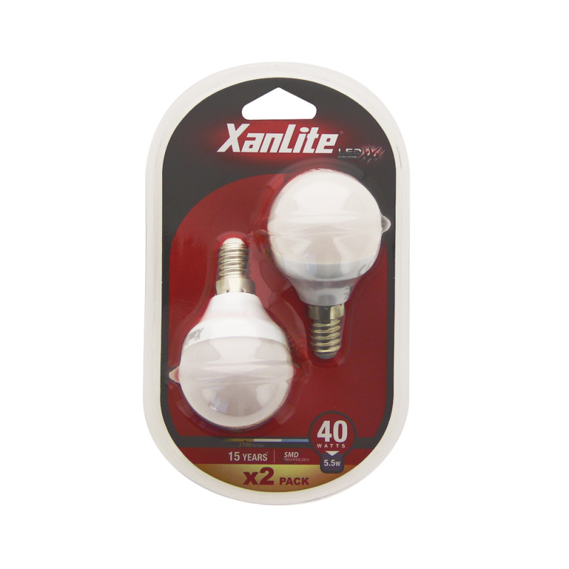 Ampoule LED Boule E14 5.3W Blanc Chaud – Lot de 2 | XANLITE Ampoule LED Boule E14 5.3W Blanc Chaud – Lot de 2 | XANLITE