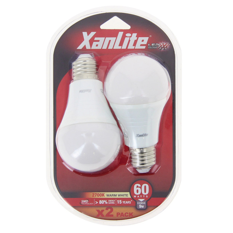 Ampoule LED E27 8W Blanc Chaud 2 Pcs – Éclairage Doux | XANLITE
 Ampoule LED E27 8W Blanc Chaud 2 Pcs – Éclairage Doux | XANLITE