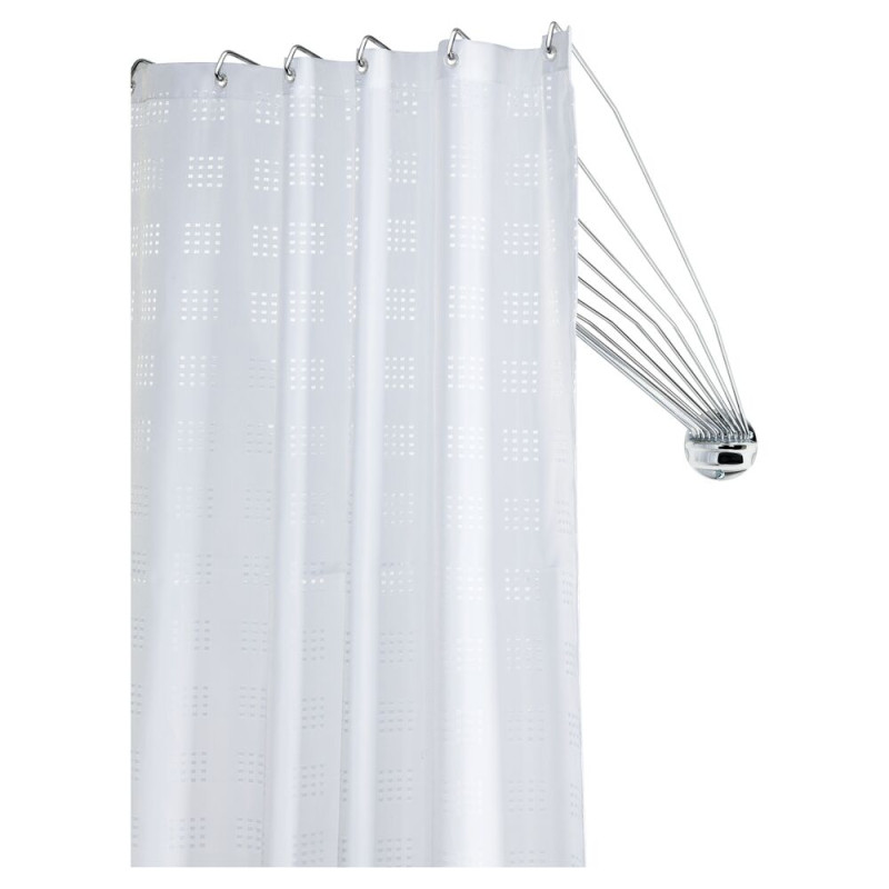 Tringle de rideau de douche à montage par tension réglable de 183 cm (72  po) Easy-up Mainstays à embout cannelé, blanc Aucun outil nécessaire 