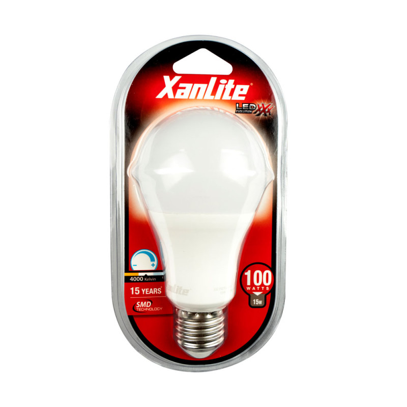 Ampoule LED E27 15W Dimmable – Lumière Neutre | XANLITE
 Ampoule LED E27 15W Dimmable – Lumière Neutre | XANLITE